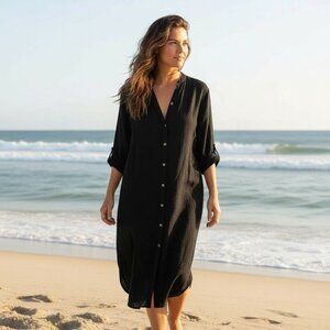 The Handloom Terra Shirt Dress Black One Size